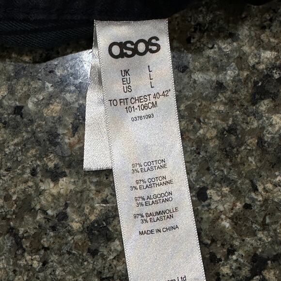 ASOS Men Shirt Size L Green Blue Plaid Button Up Long Sleeve Cotton Preppy - Picture 6 of 9